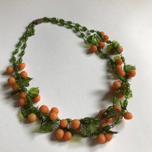 Vintage Italian glass necklaces leaves and oranges